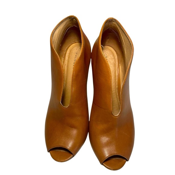 Halogen Leather Peep Toe Booties Womens 7.5 - Picture 1 of 13